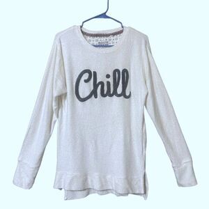 Royce Womens Sweater Size Large Long Sleeves Terry Cloth Embroidered "Chill"